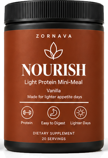 Concept render of Zornava Nourish, a black jar with a burnt sienna label