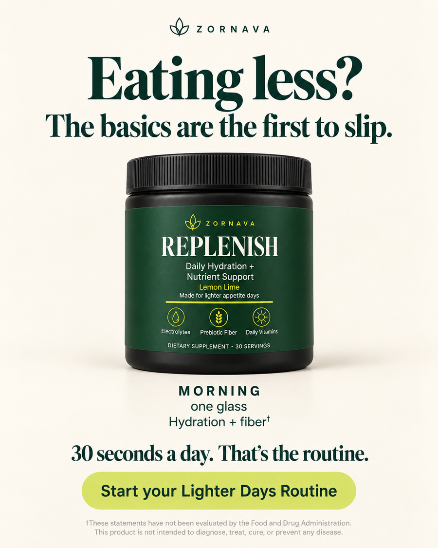 Zornava Replenish under the line: Eating less? The basics are the first to slip.